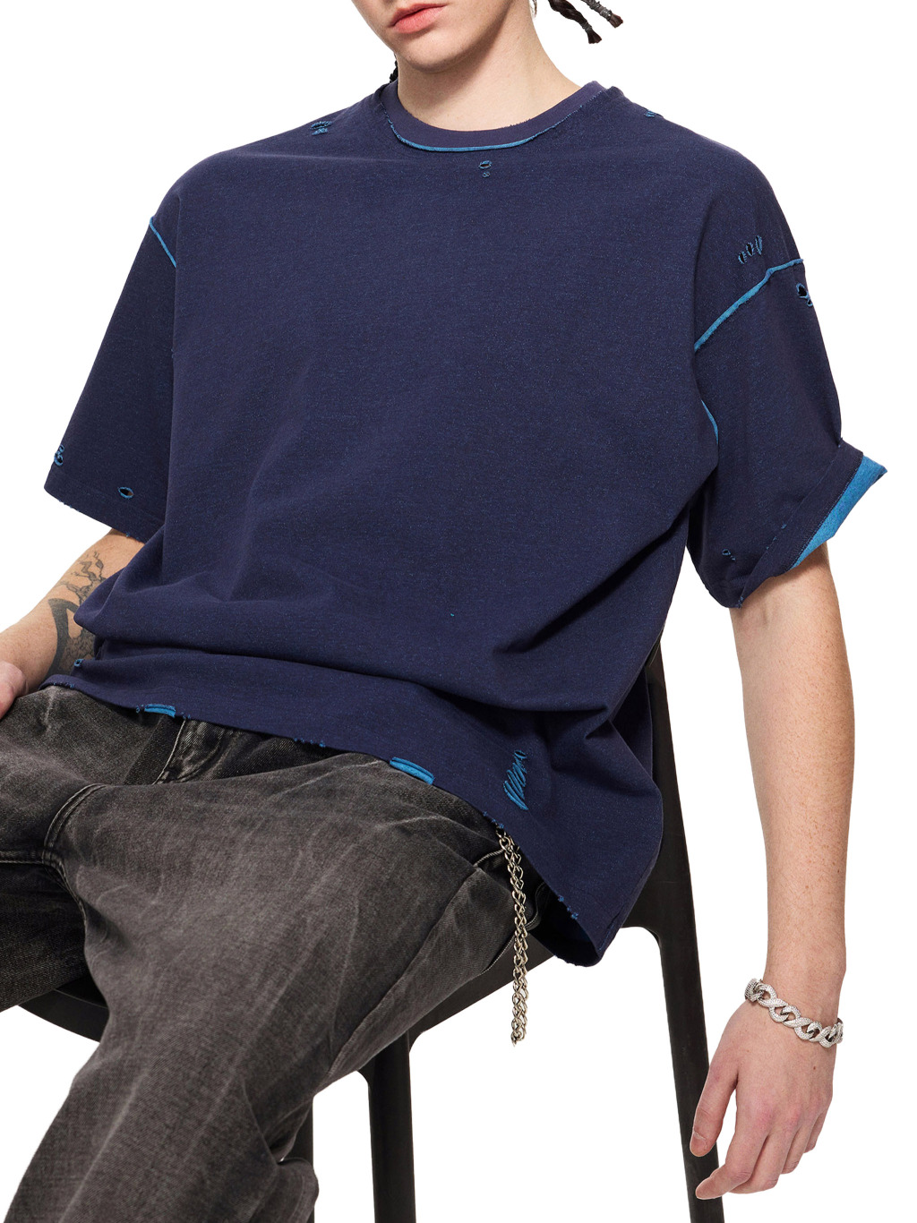 Reversible Hand-Frayed T-Shirt – Vintage Streetwear | Tapstitch-7